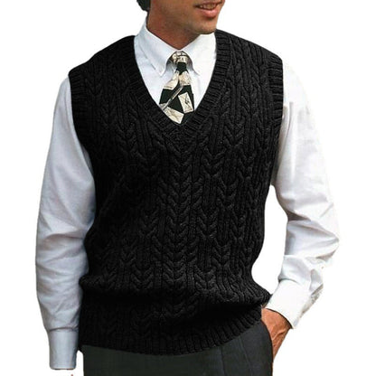 Herren Strickweste Zopfmuster Modern Flachstrick