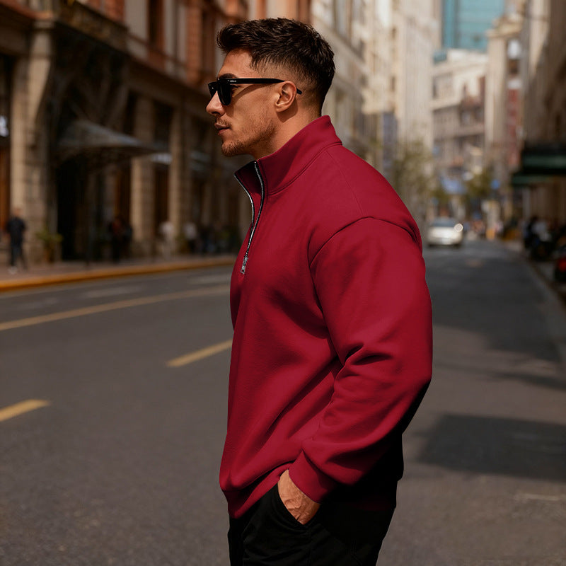 Herren Sweatpullover Hochkragen Reißverschluss Sportlich