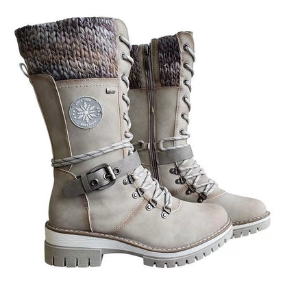 Damen Winterstiefel Warm gefüttert Schnürstiefel Trend