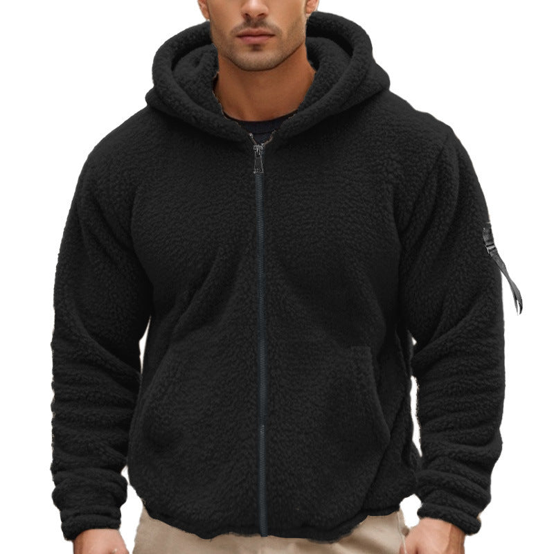 Herren Fleecepullover Kapuzenjacke Sportlich Reißverschluss