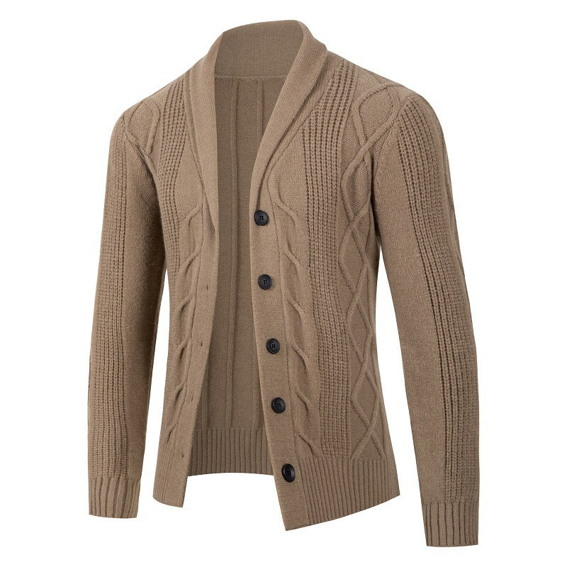 Herren Strickjacke Modisch Kabelmuster Knopfleiste