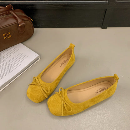 Damen Ballerinas Bequem Ledersohle Zierliche Schleife