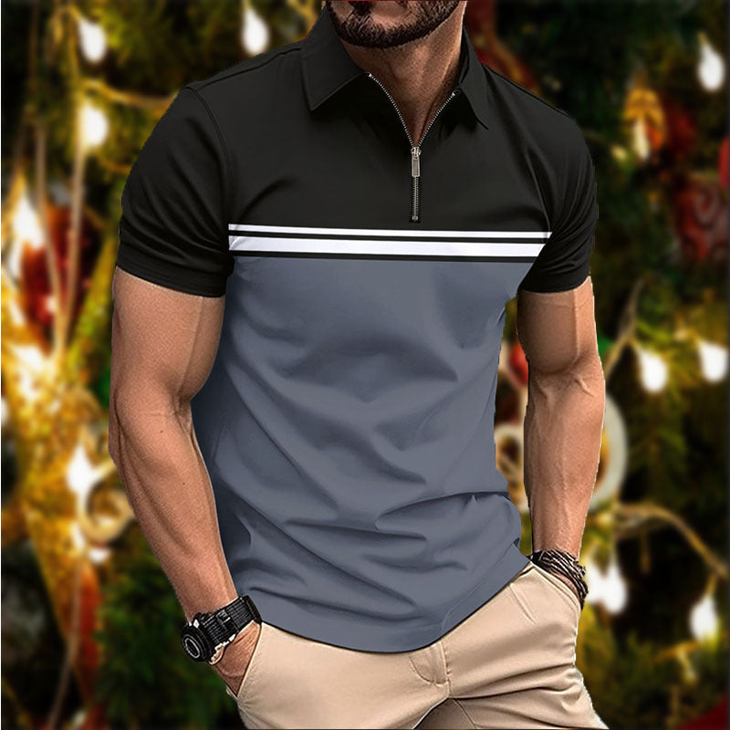 Herren Poloshirt Sportlich Kurzarm Streifen Modern