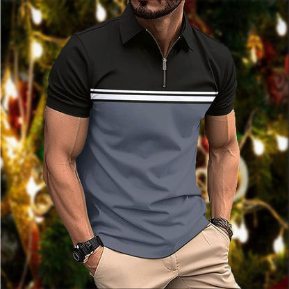 Herren Poloshirt Sportlich Kurzarm Streifen Modern
