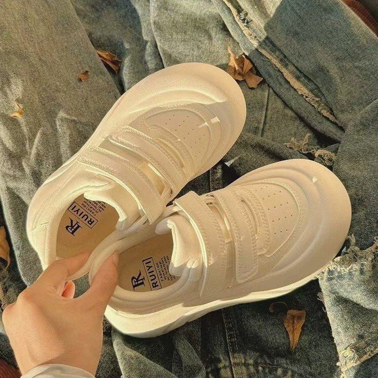 Damen Sneaker Plattform Komfortabel Mit Klettverschluss