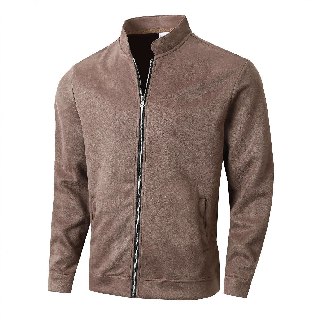 Herren Lederjacke Soft Lederoptik High Collar Modern