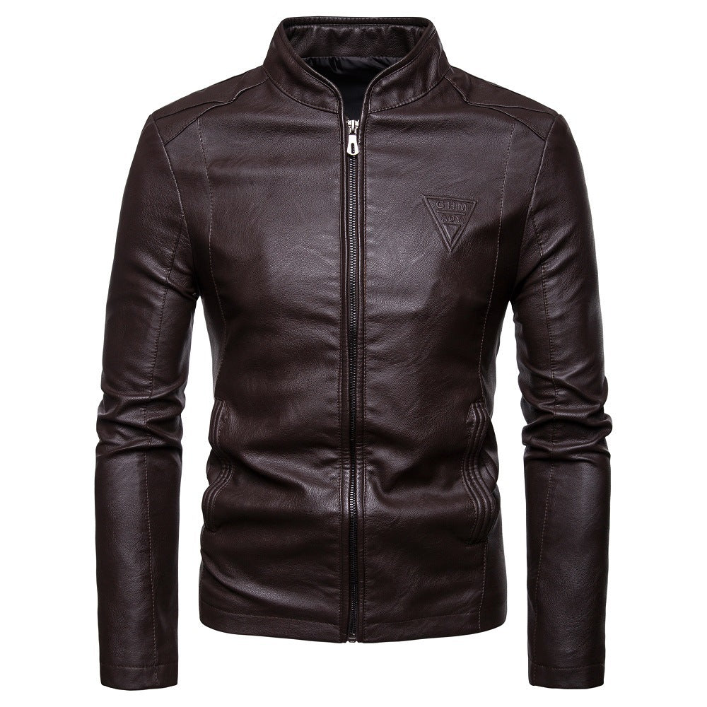 Lederjacke Herren Modern Slim Cut Schwarz