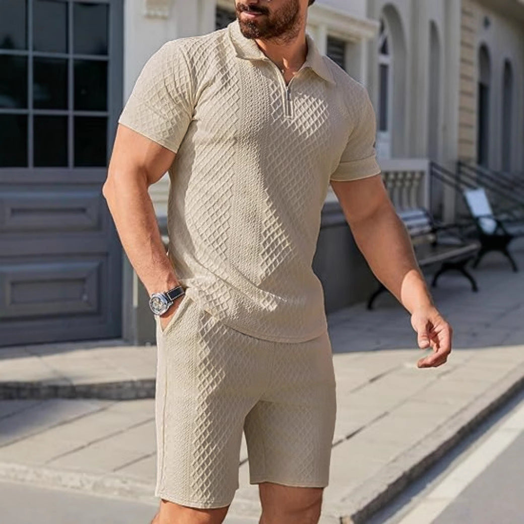 Herren Sportset Kurzarm mit Reißverschluss Modern
