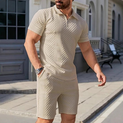 Herren Sportset Kurzarm mit Reißverschluss Modern
