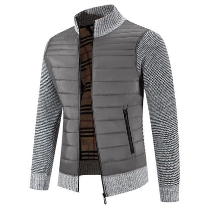 Herren Steppjacke Lässig Strick Ärmel Winterjacke