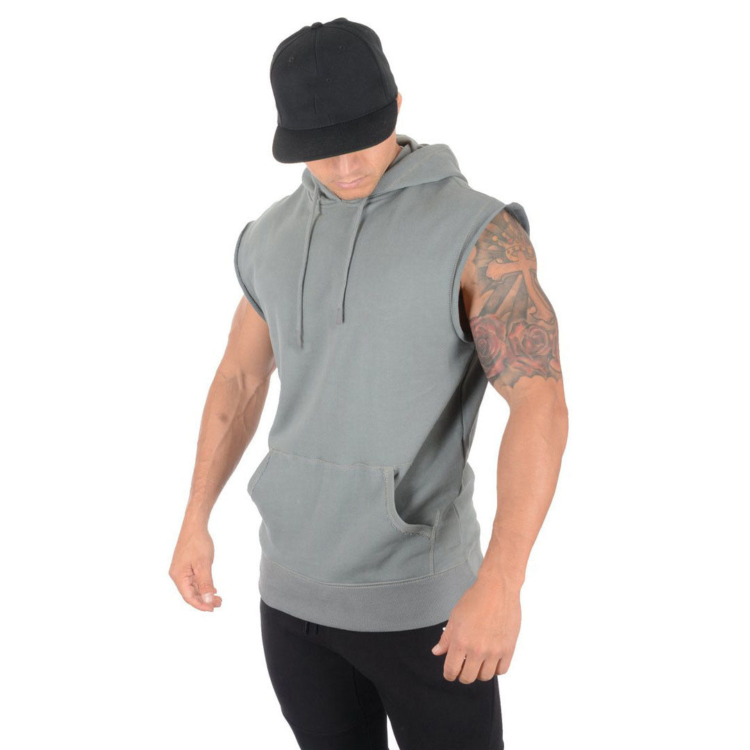 Herren Hoodie Ärmellos Sportlich Mit Kängurutasche Trendig