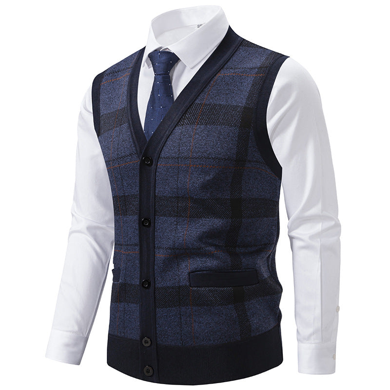 Herren Strickjacke Modern Karomuster Elegante Schale