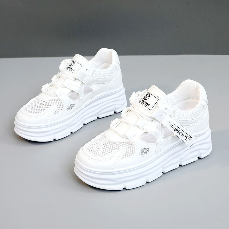 Damen Plateau Sneaker Sportlich Hoch mit Klettverschluss