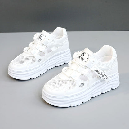 Damen Plateau Sneaker Sportlich Hoch mit Klettverschluss