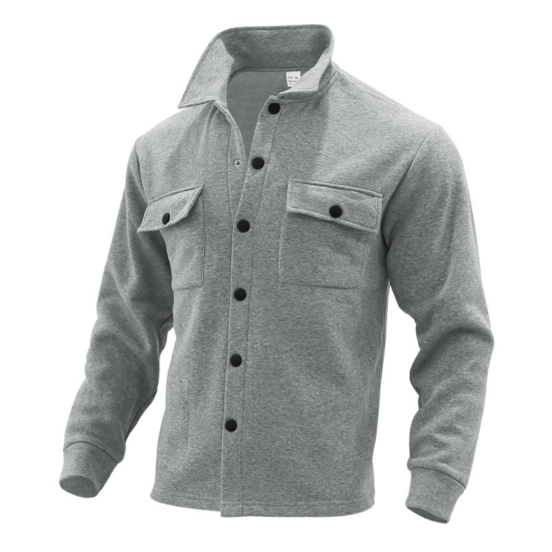 Herren Hemdjacke Lässig Modern mit Taschen Stehkragen