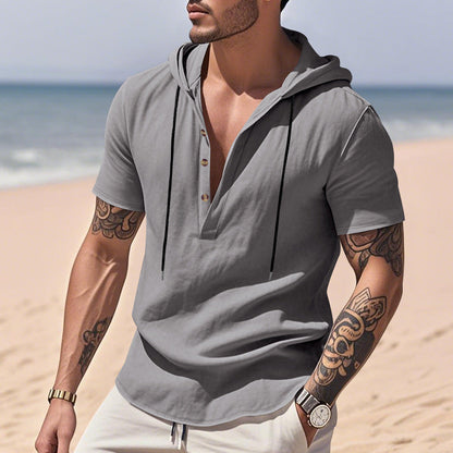 Herren Hemd mit Kapuze Kurzarm Relaxed Style