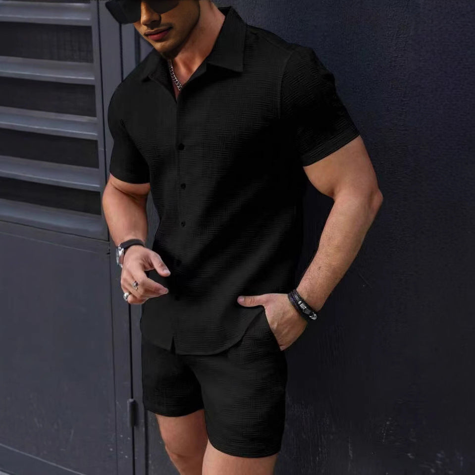 Herren Kurzarm Set Texturiert Modern Berlin Style