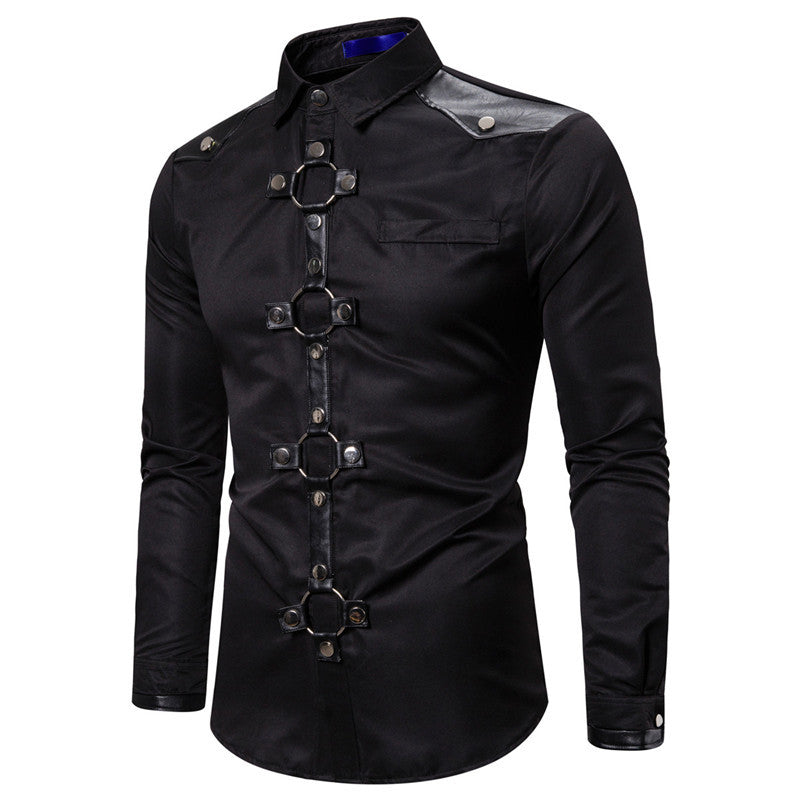 Herren Langarmhemd Modern mit Ring Detail Elegант