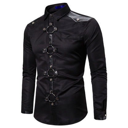 Herren Langarmhemd Modern mit Ring Detail Elegант