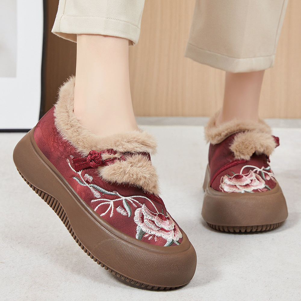 Damen Hausschuhe Florale Weiche Plüschschuhe Warm
