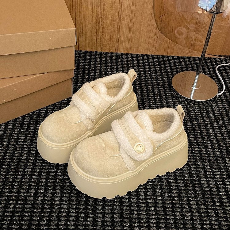 Damen Sneaker Plüschgefüttert Warm mit Klettverschluss