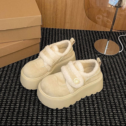 Damen Sneaker Plüschgefüttert Warm mit Klettverschluss