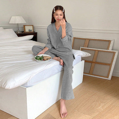 Damen Lounge Set Weich Bequem V-Ausschnitt Elastisch