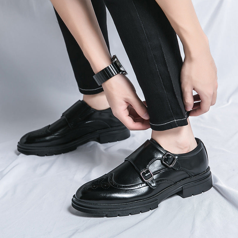 Damen Monk-Schuhe Elegantes Design Leder Schwarz