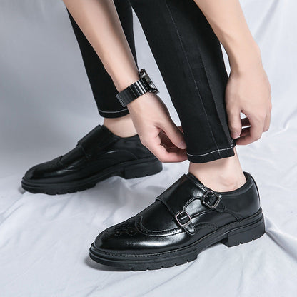 Damen Monk-Schuhe Elegantes Design Leder Schwarz