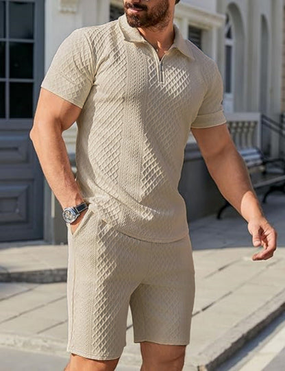Herren Sportset Kurzarm mit Reißverschluss Modern