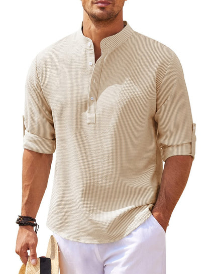 Herren Langarmhemd mit Struktur Modern Lässig Style