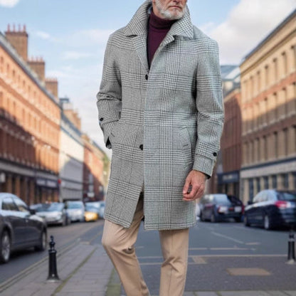 Herren Karomantel Modern mit Hochkragen Trendy