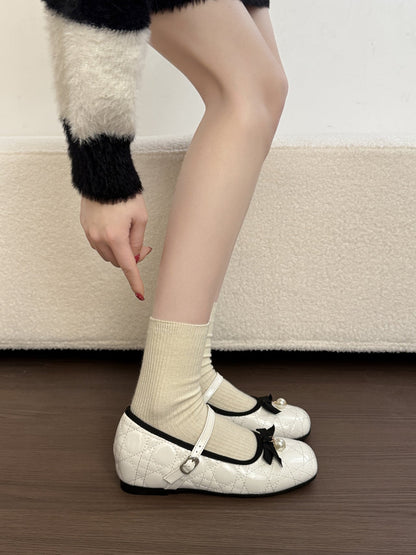 Damen Ballerinas Elegantes Design Lederschuhe