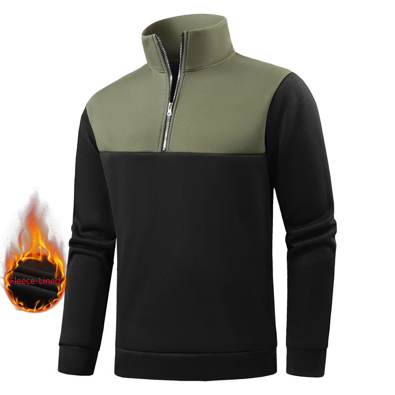 Herren Fleece-Pullover Isolierend Warm mit Stehkragen und Reißverschluss