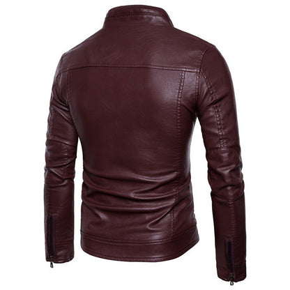 Lederjacke Herren Elegant Reißverschluss Asymmetrisch Schwarz