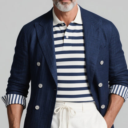 Herren Leinenblazer Elegant Slim Fit mit Knöpfen