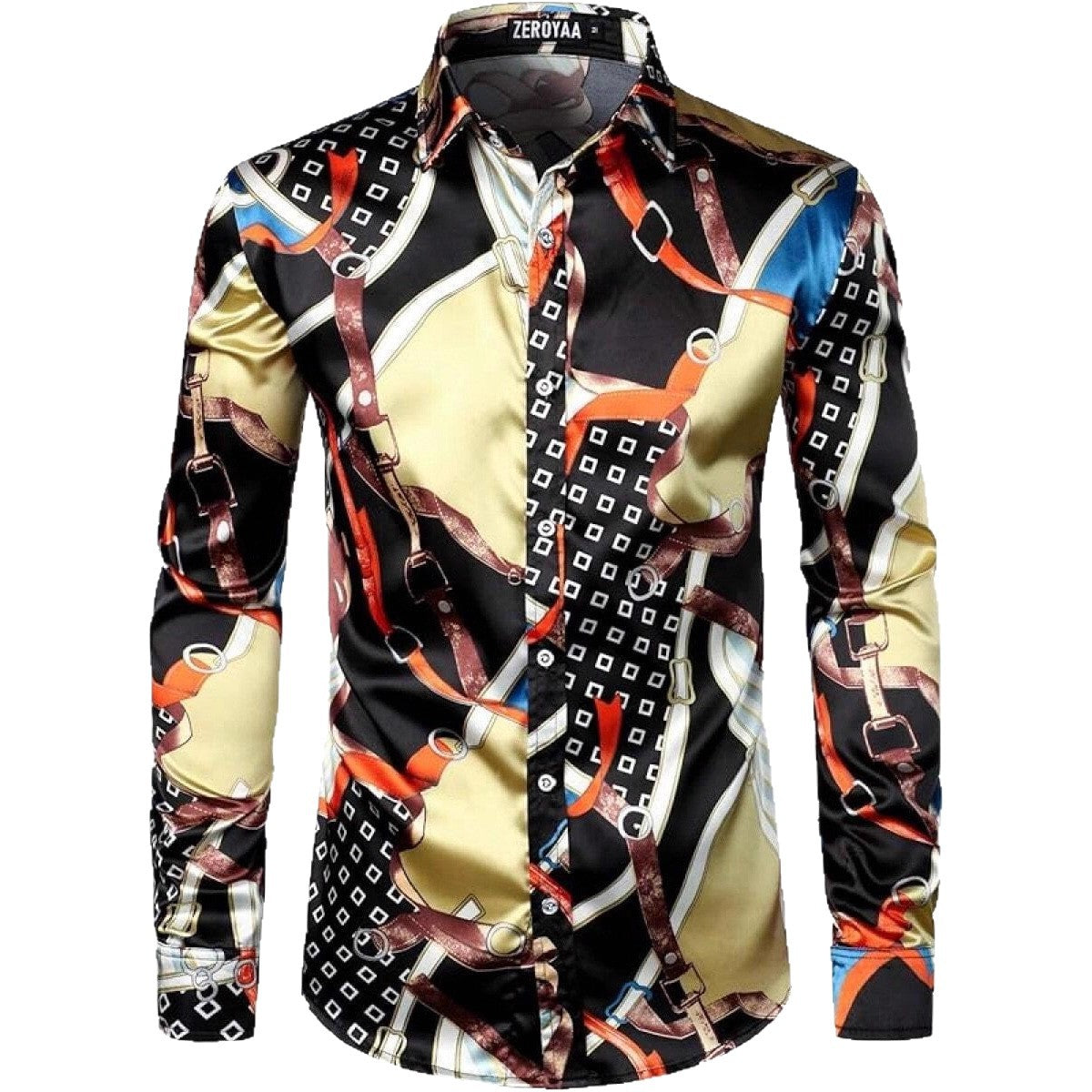 Herren Hemd Langarm mit Ketten-Design Elegantes Männerhemd