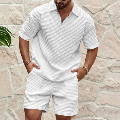 Herren Kurzarm Set Modern Mit Stehkragen
