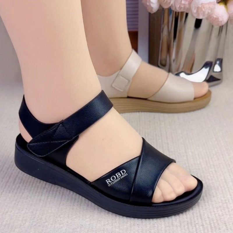 Damen Sandalen Komfort Breiter Riemen Bequem Sommer