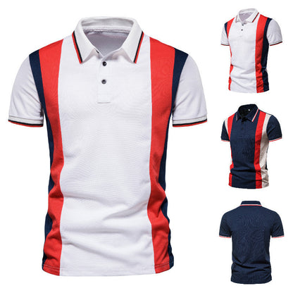 Herren Polohemd Farbblock-Design Baumwolle Modern
