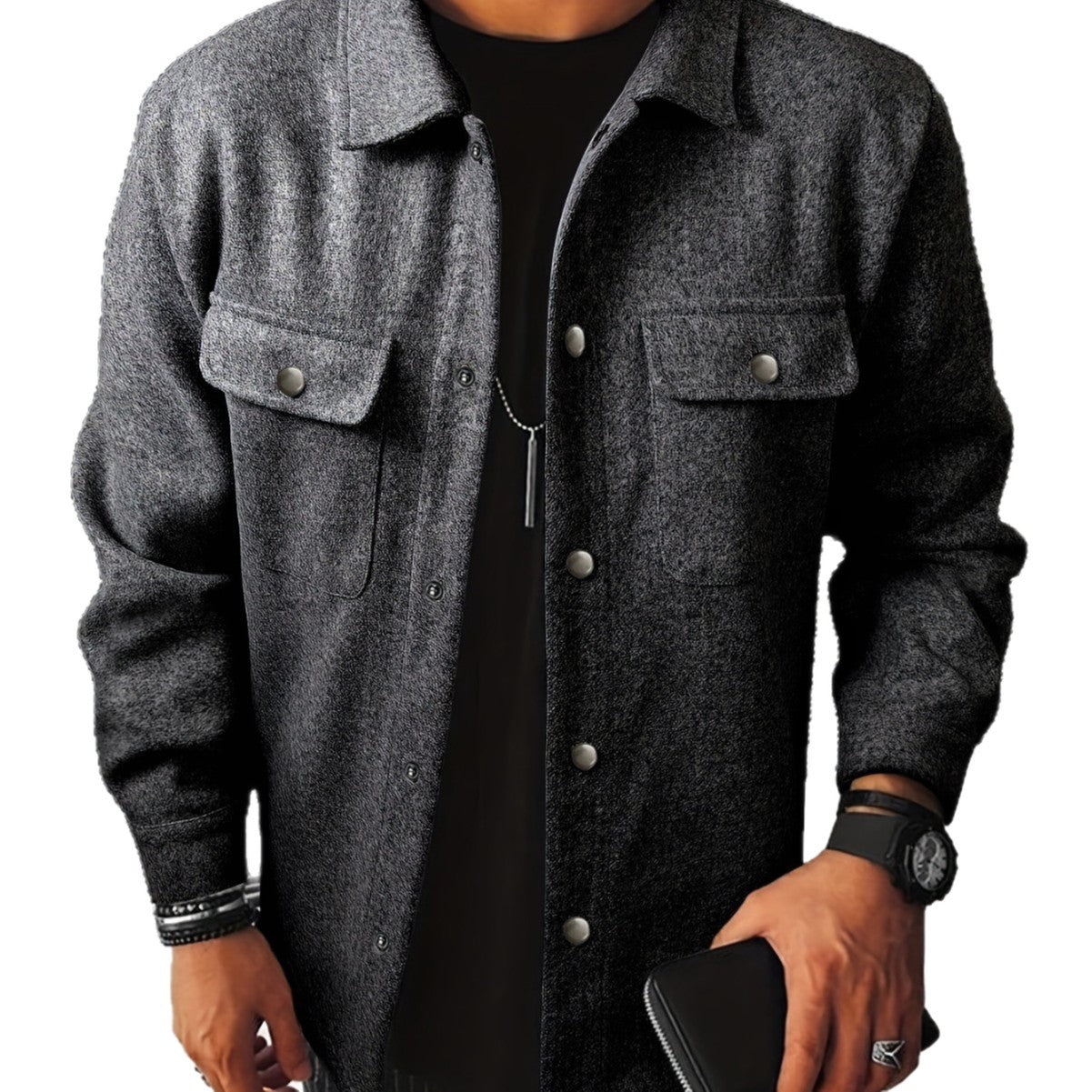 Herren Jacke Modern Stilvoll Outerwear Schwarz