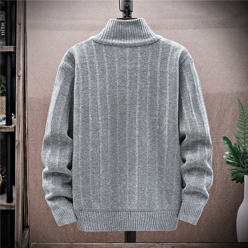 Herren Strickpullover mit Reißverschluss und Hochkragen Modern