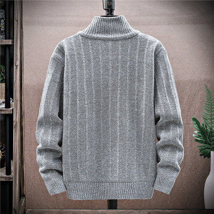 Herren Strickpullover mit Reißverschluss und Hochkragen Modern