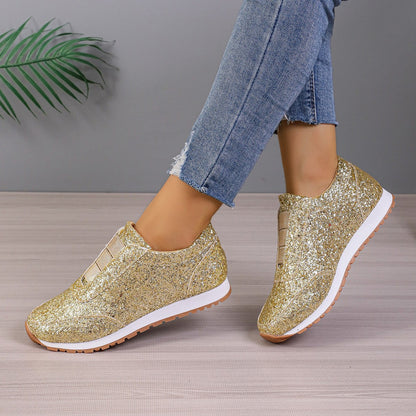 Damen Sneaker Glitzer Heel Sportlich Schuhe - BerlinGlamour