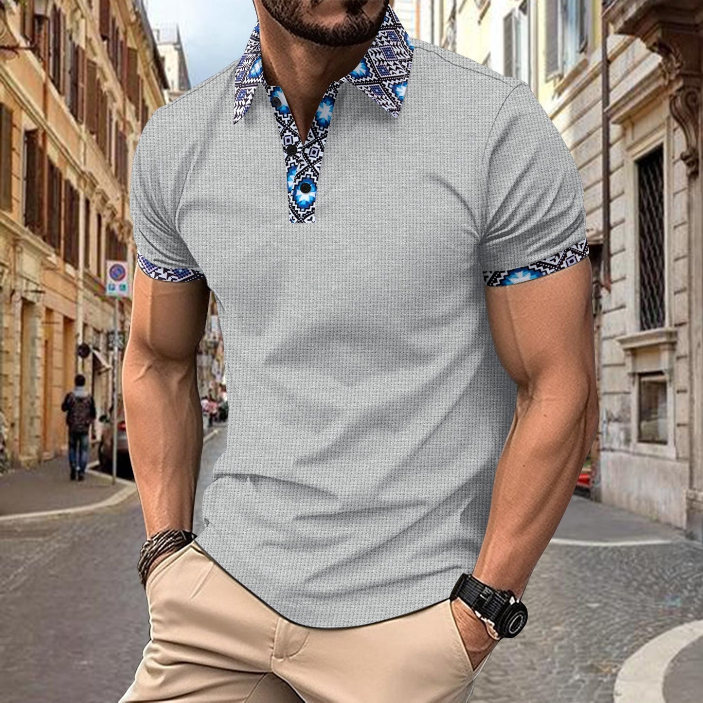 Herren Poloshirt Kurzarm Modern mit Strukturkragen - BerlinGlamour
