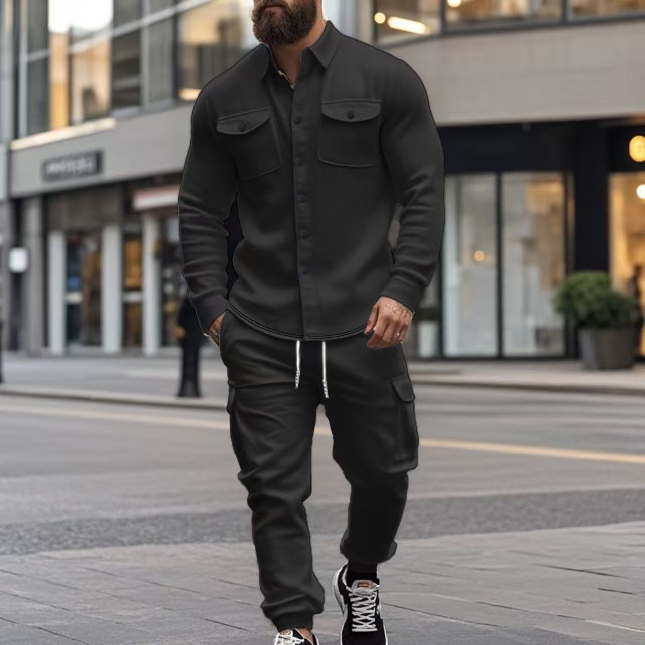 Herren Cargo-Hose Pflegeleicht Modern Mit Knöpfen