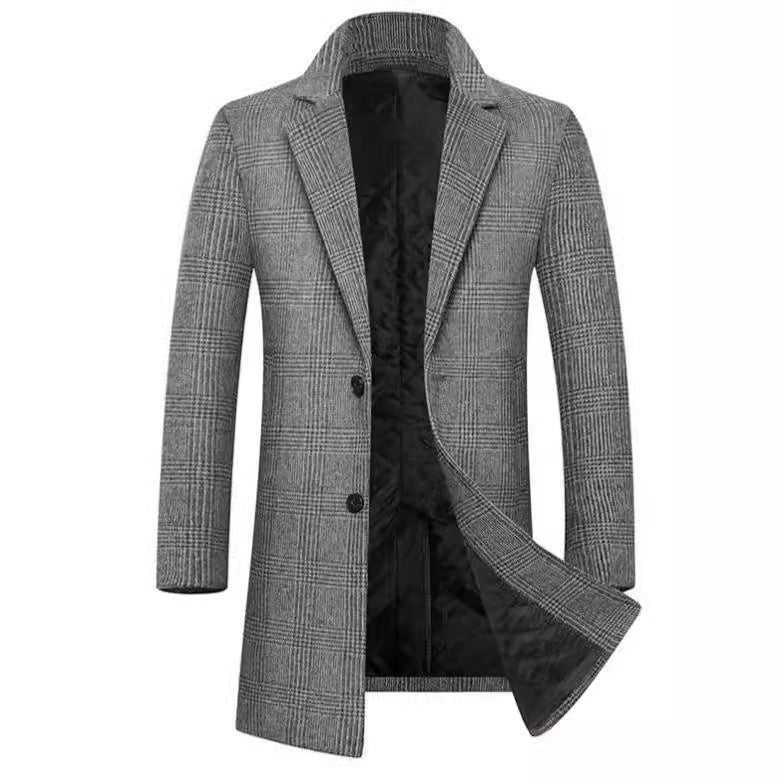 Eleganter Herren Karomantel Schwarz Modern