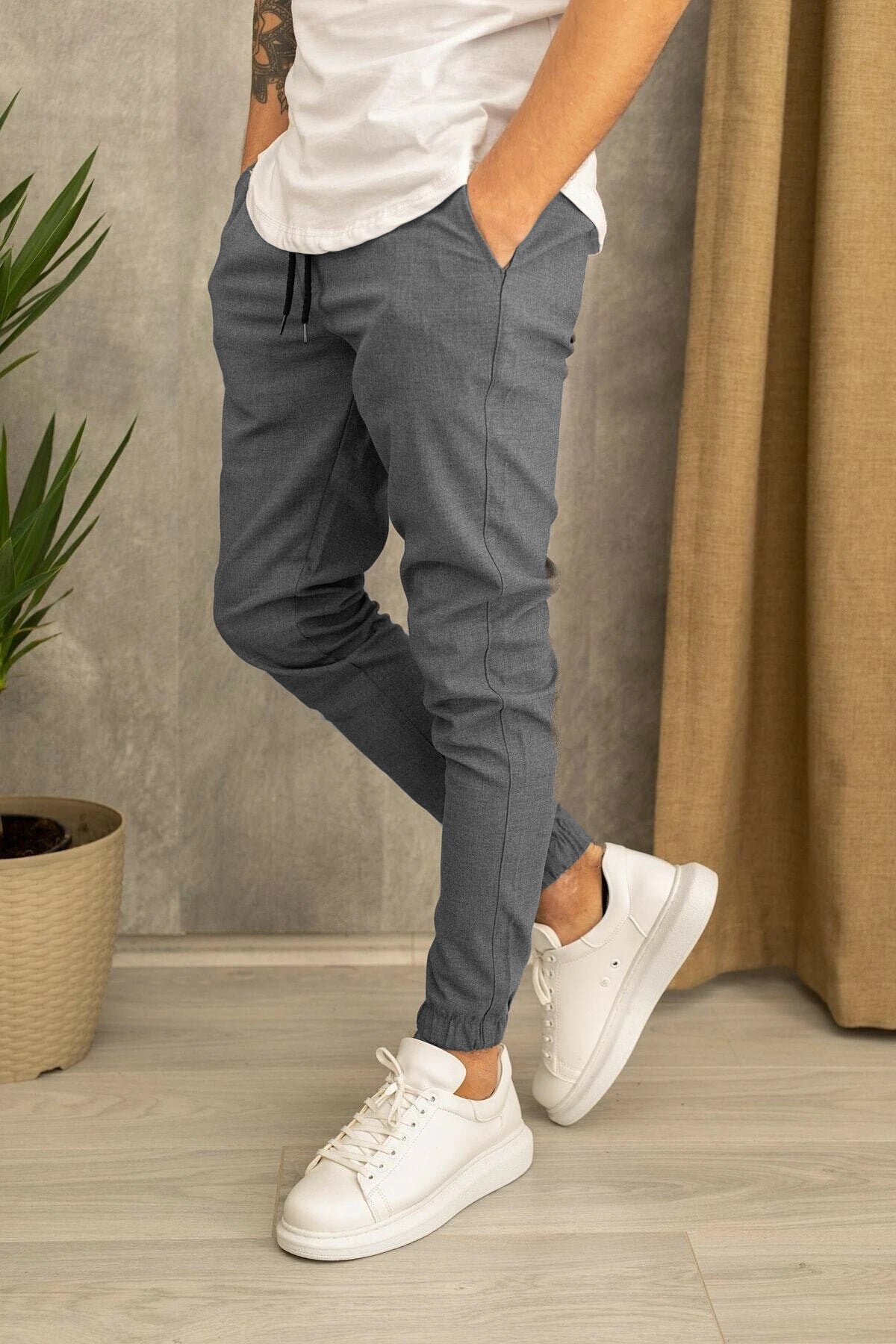 Herren Sport hose Bequem Elastisch Mit Taschen
