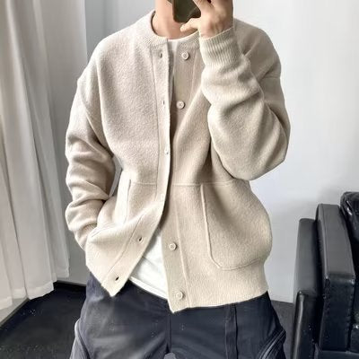 Herren Strickjacke Lässig Mit Taschen Druckknöpfe