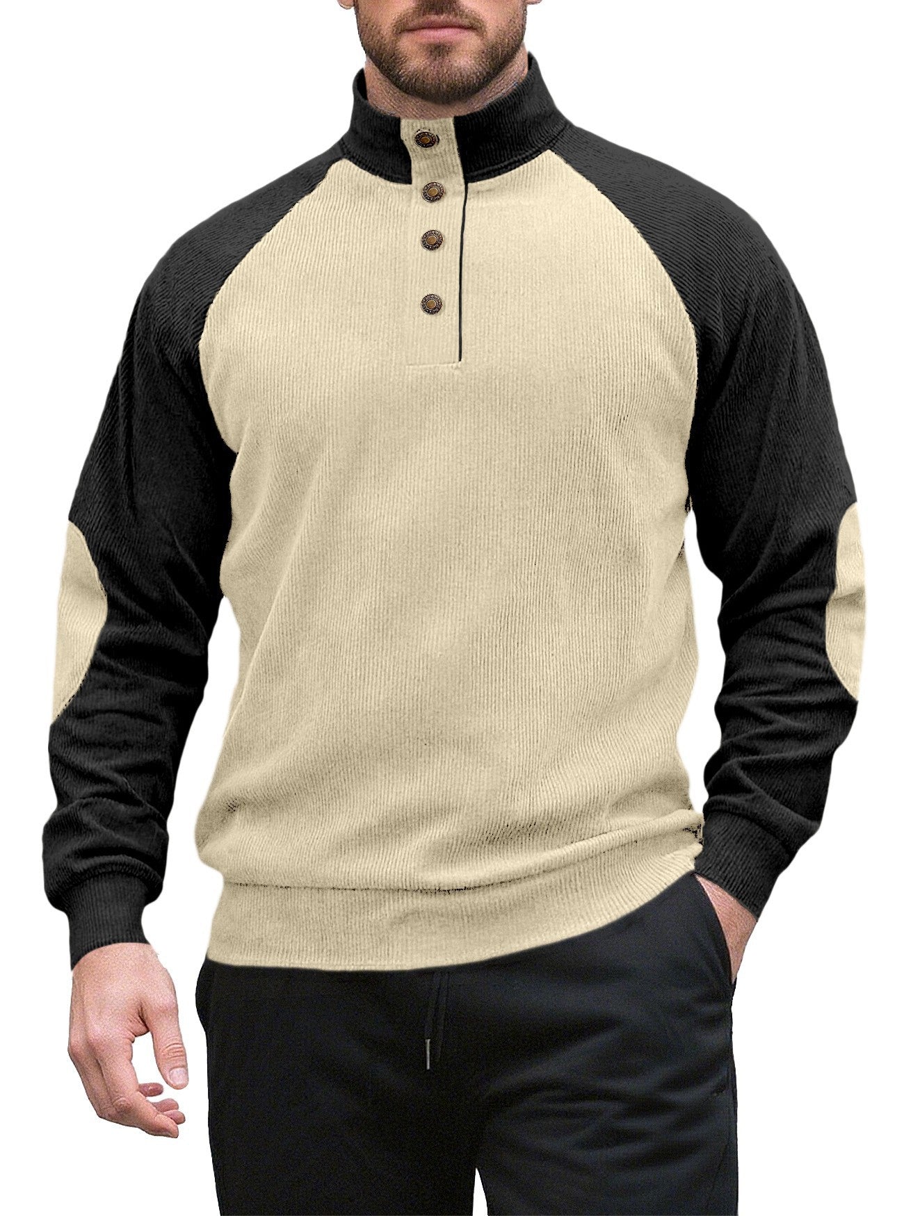 Herren Strickpullover Modern Stehkragen Knopfleiste